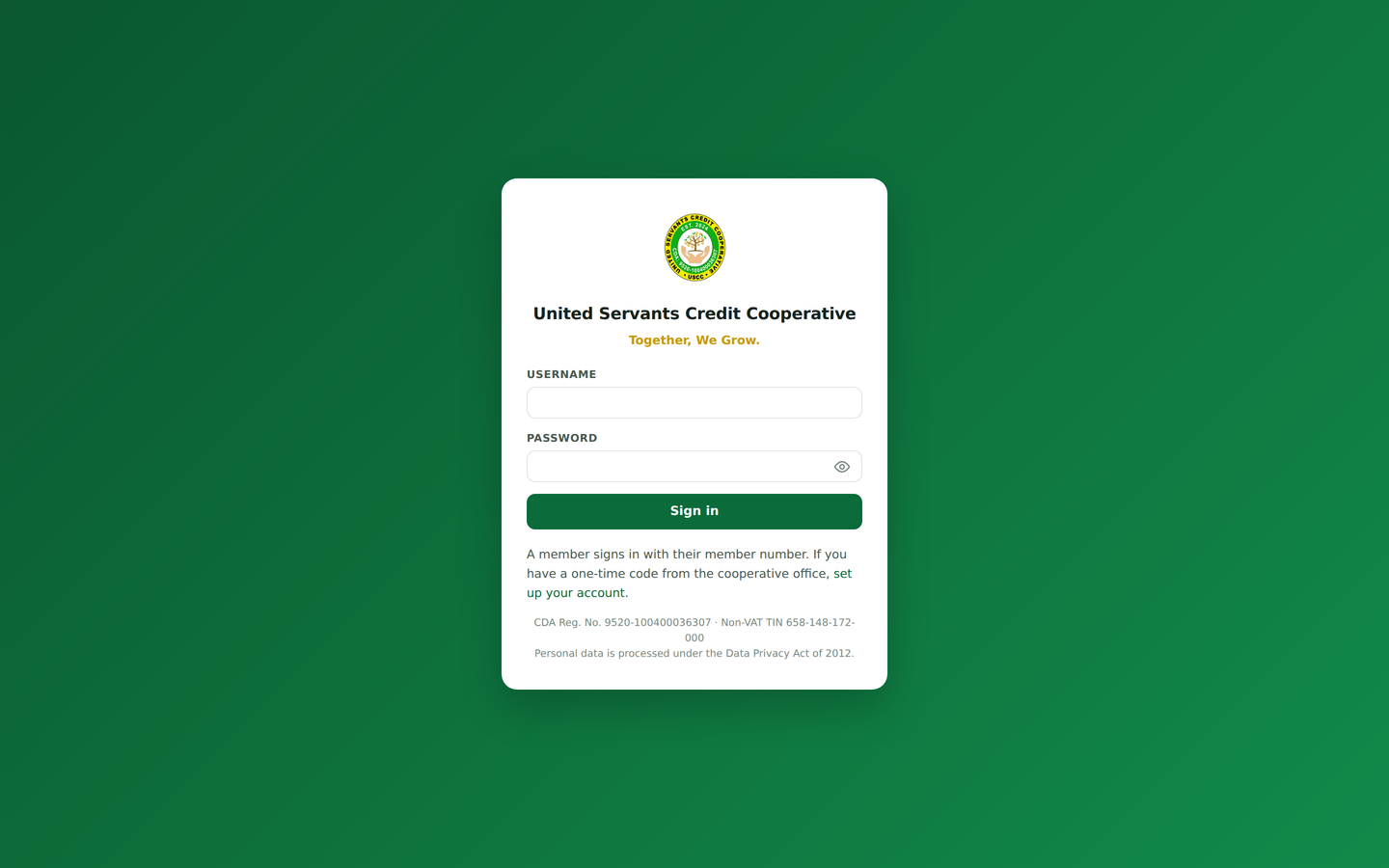 United Servants Credit Cooperative member portal sign-in